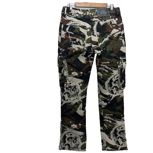 Rebel Vengeance Men Size 30 Skeleton Skull Camo Graphic Cargo Pants Streetwear - Picture 6 of 11